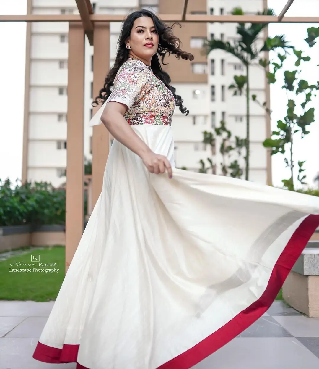 Telugu Singer Geetha Madhuri Wearing White Gown